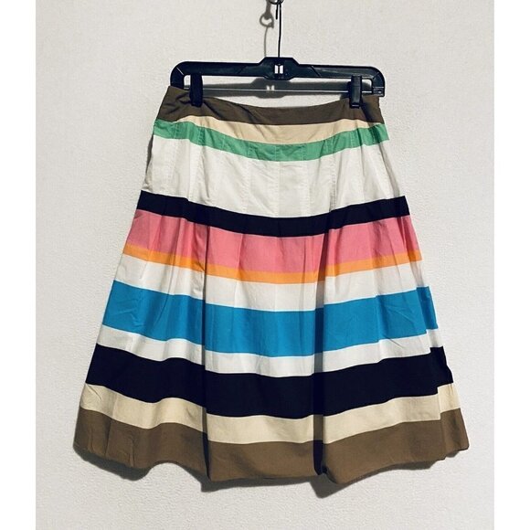Talbots Skirt Womens 8 Multicolor Striped A Line Full Mini Pleated Lined Boho - Picture 1 of 6